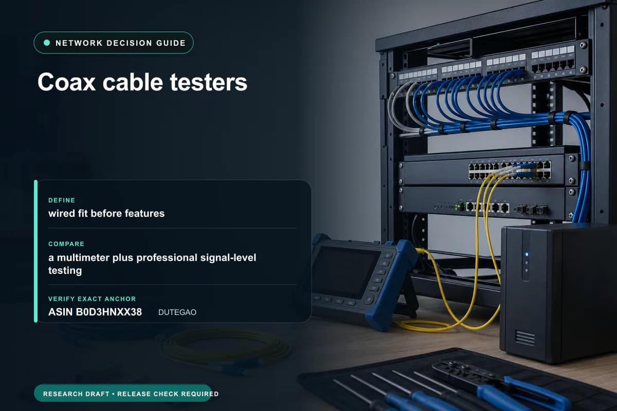 Editorial buying worksheet for coax cable testers showing fit, compatibility, ownership checks, and the simpler alternative