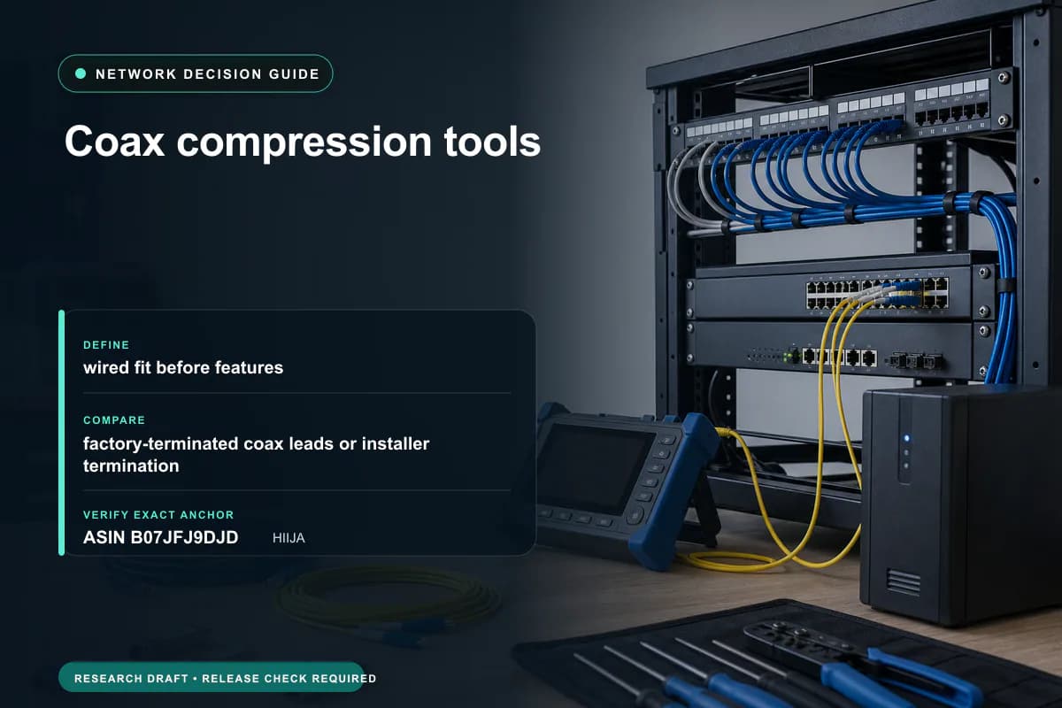Editorial buying worksheet for coax compression tools showing fit, compatibility, ownership checks, and the simpler alternative