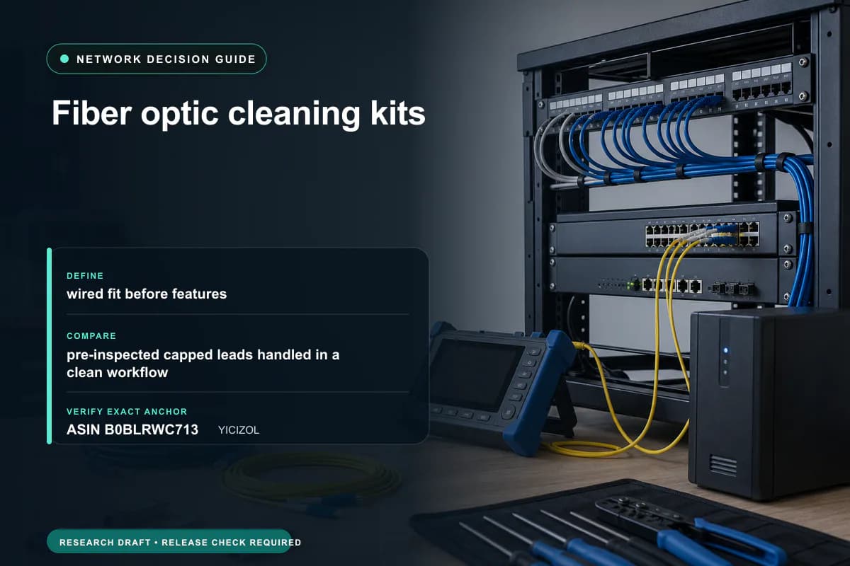 Editorial buying worksheet for fiber optic cleaning kits showing fit, compatibility, ownership checks, and the simpler alternative