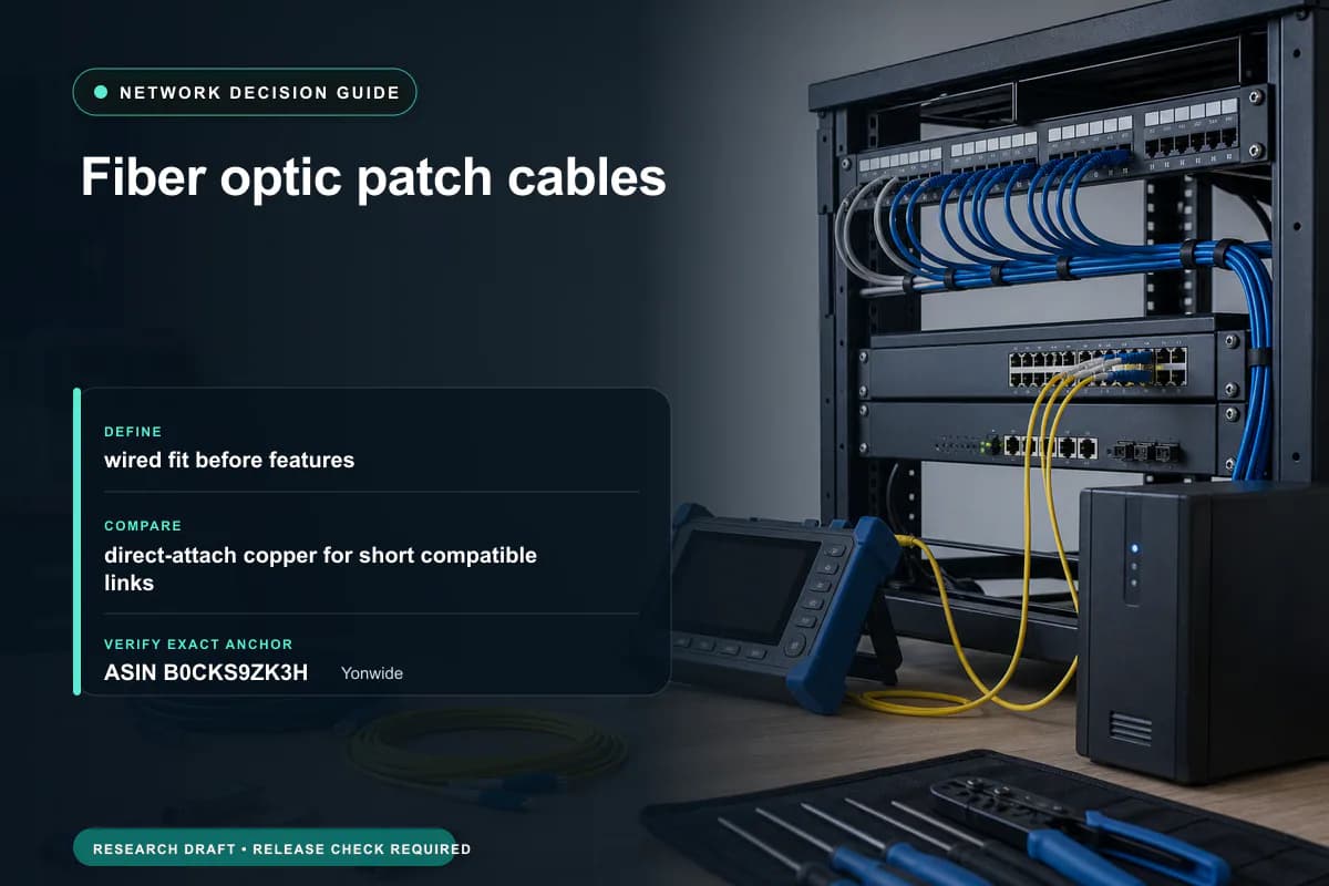 Editorial buying worksheet for fiber optic patch cables showing fit, compatibility, ownership checks, and the simpler alternative
