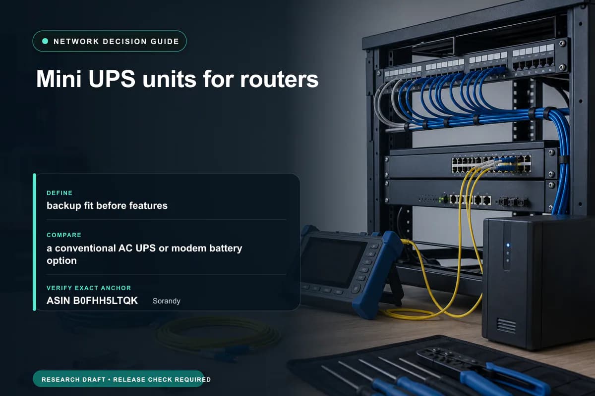 Editorial buying worksheet for mini ups units for routers showing fit, compatibility, ownership checks, and the simpler alternative