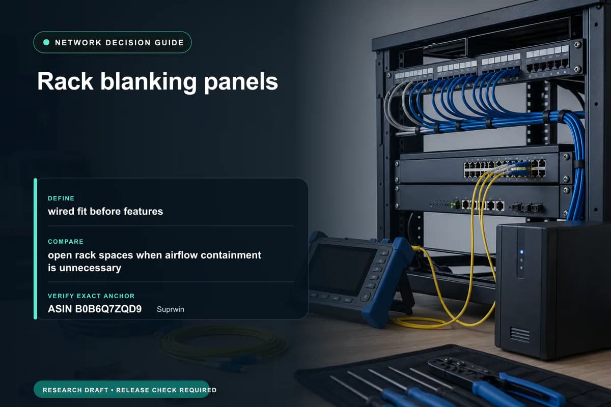 Editorial buying worksheet for rack blanking panels showing fit, compatibility, ownership checks, and the simpler alternative