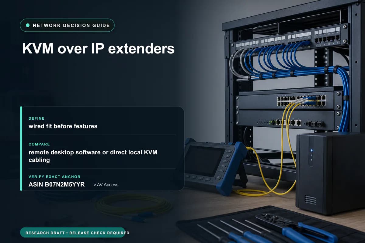 Editorial buying worksheet for kvm over ip extenders showing fit, compatibility, ownership checks, and the simpler alternative