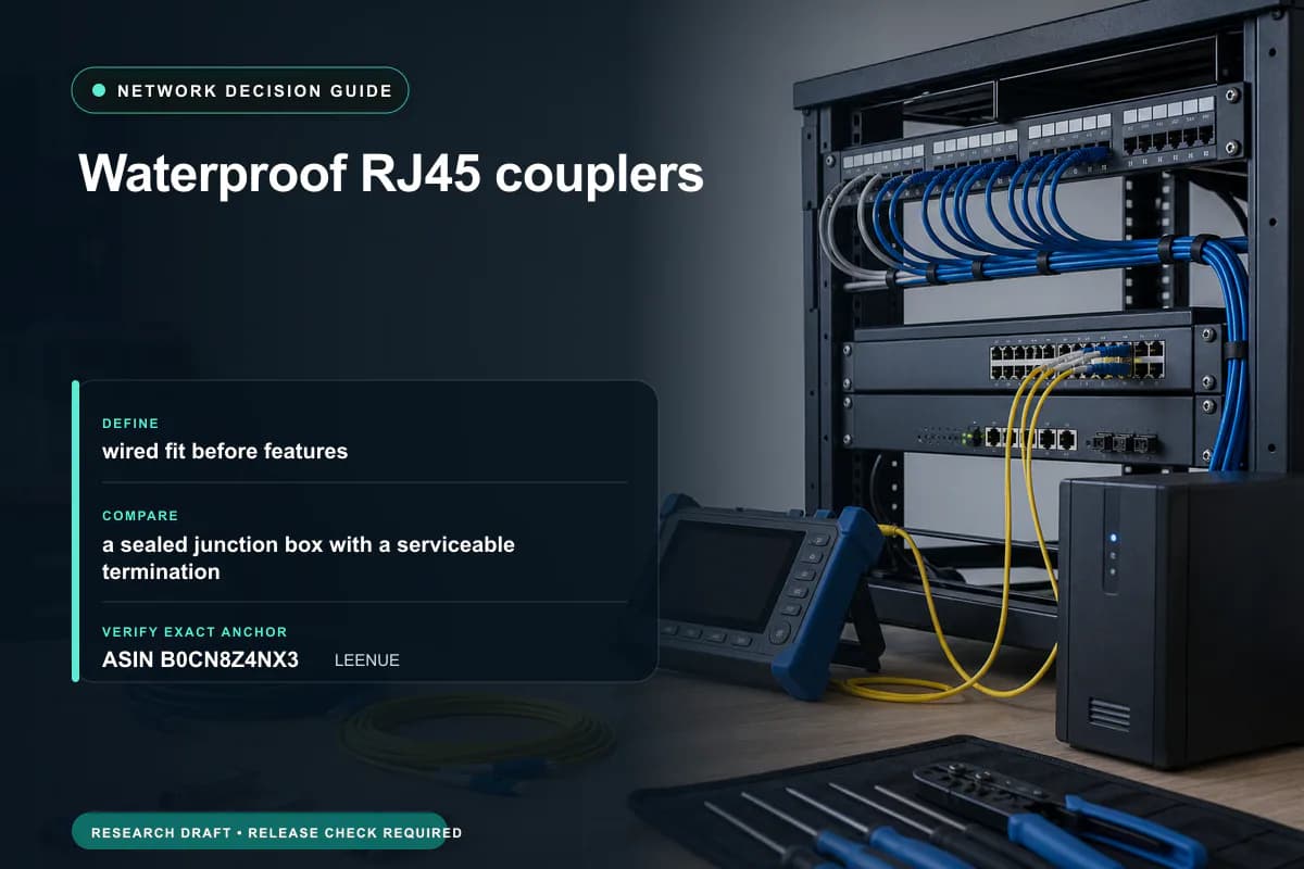 Editorial buying worksheet for waterproof rj45 couplers showing fit, compatibility, ownership checks, and the simpler alternative